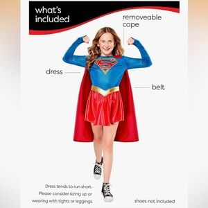 NWT Supergirl Kids Costume - Blue and Red size medium 7-8  Halloween